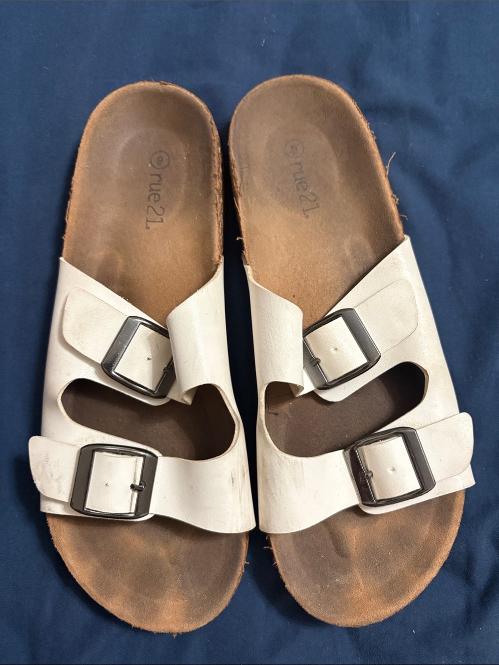 Rue21 White Double Buckle Slide Sandals